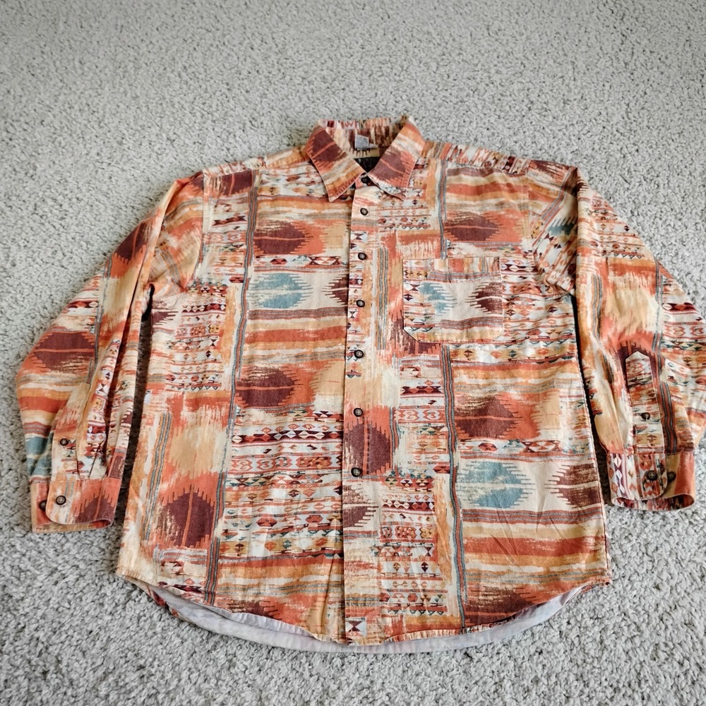 The Territory Ahead Shirt Mens Large Southwestern Native Aztec Navajo Geometric